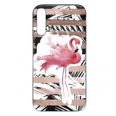 Capa para Samsung Galaxy A7 2018 Case2you - Escovada Preta Flamingo Listras Rosa